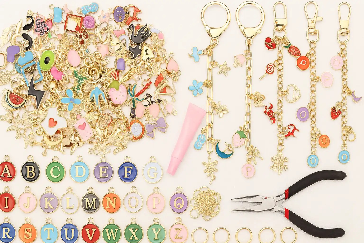 DIY custom keychain for backpack, creative backpack keychains for girls