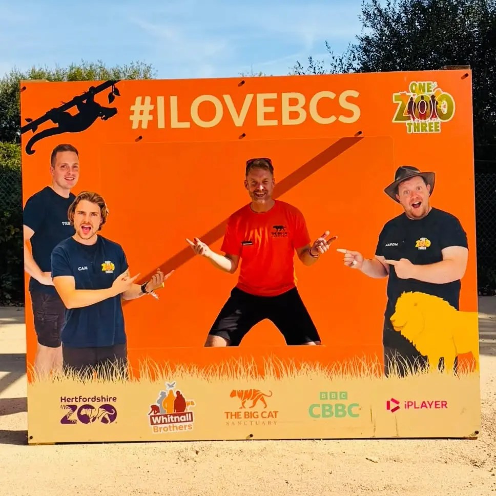 Daryl from Style Brands in the I Love BCS photo board at Big Cat Fest 2026