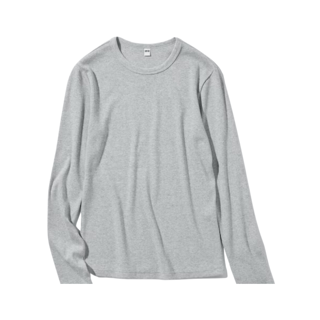Soft Ribbed Crew Neck Long-Sleeve T-Shirt