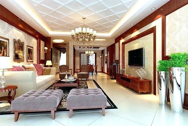 Living Room Wooden Ceiling Design For Hall