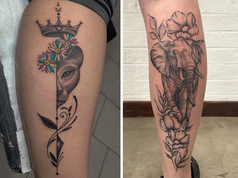 Calf tattoo drawings