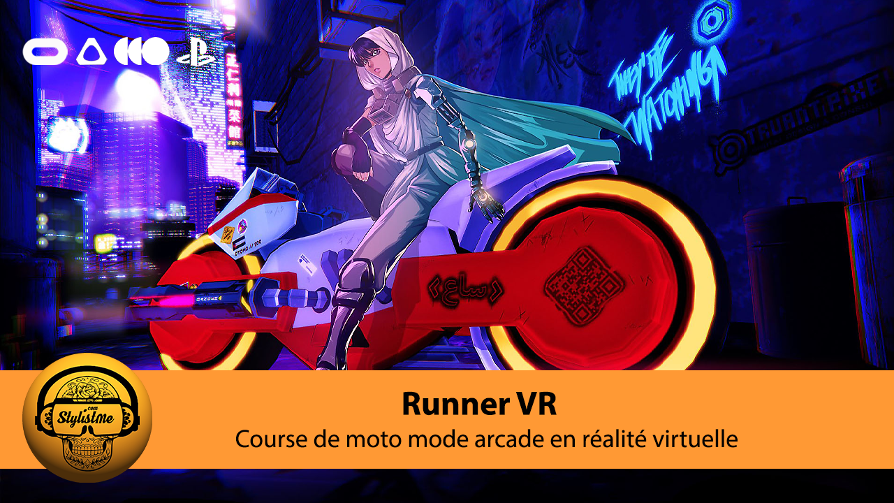 Runner VR course moto et FPS de tir ambiance anime des année 80