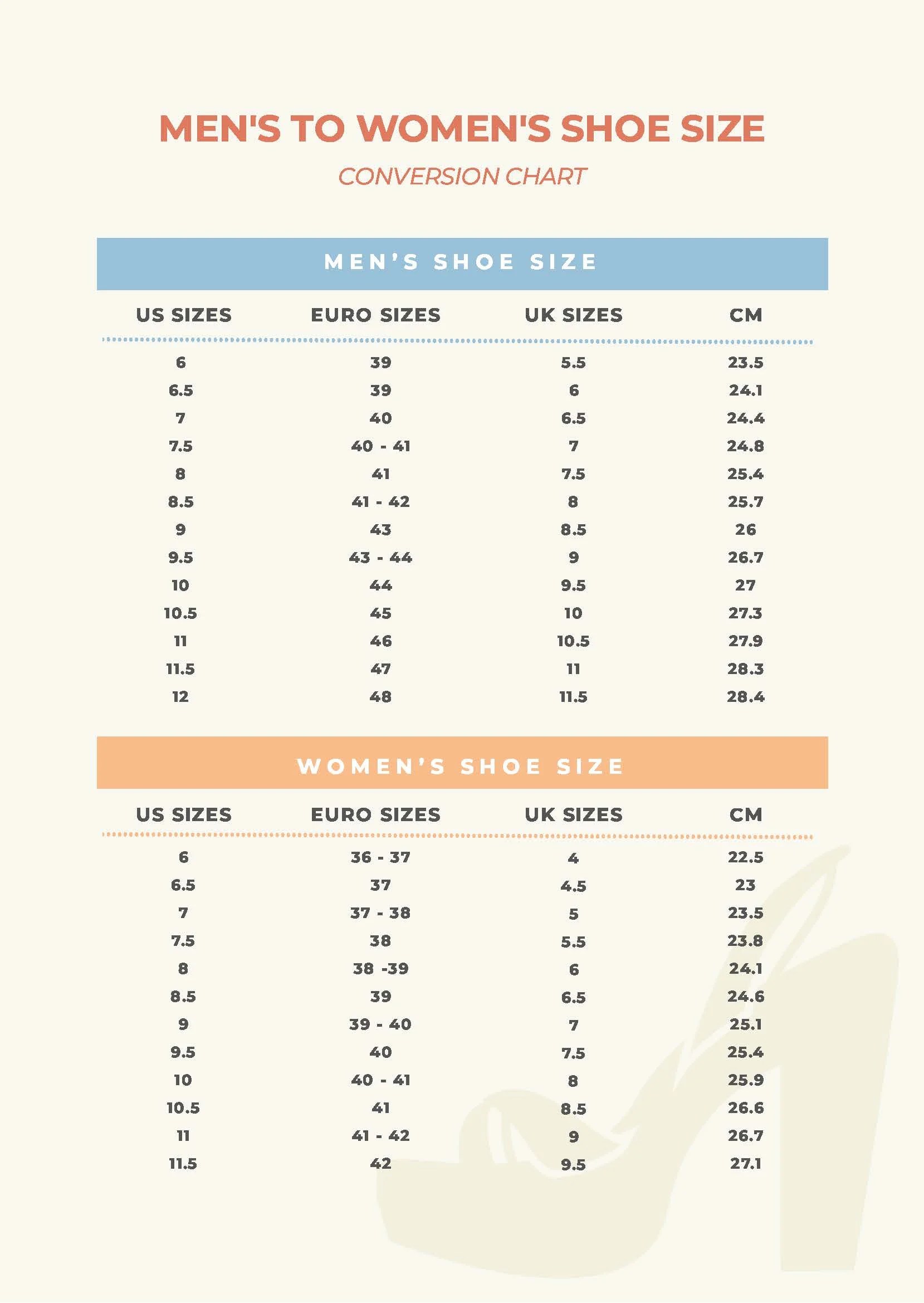 Men-Women Size Chart