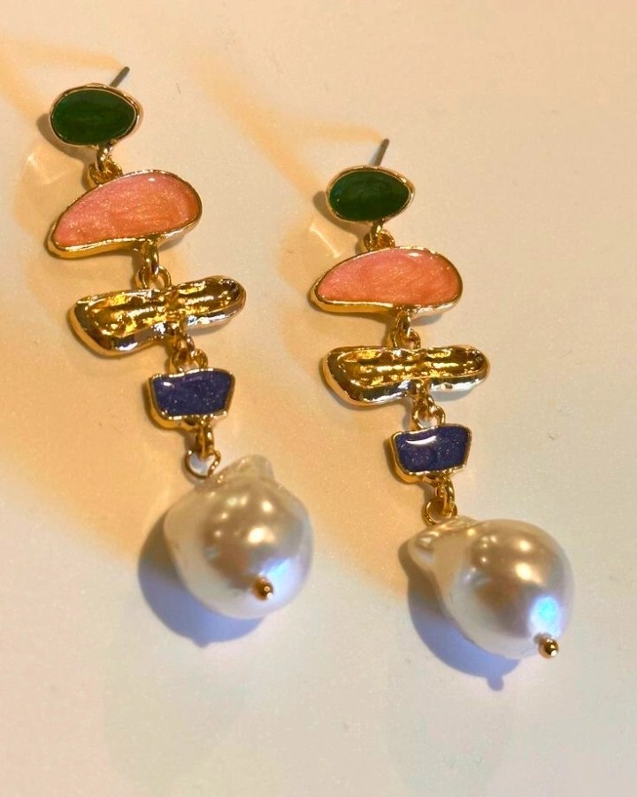 Multi Marble Drops Earrings