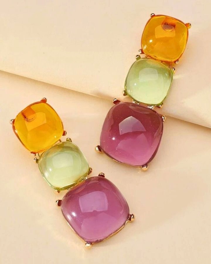Trio Glass Stone Earrings