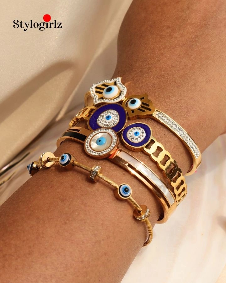 Enamel Evil Eye Cuff Bracelet