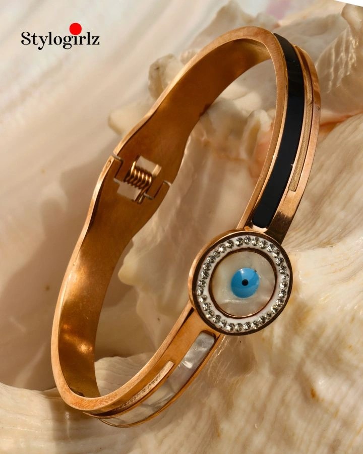 Enamel Evil Eye Cuff Bracelet