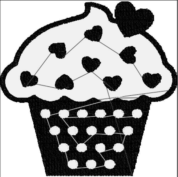 Valentine Two Color Cupcake Embroidery Design File - Image 2