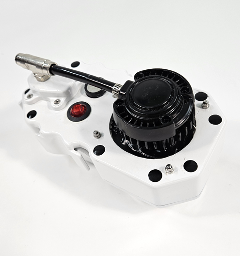 Close-up of the Sub Flight device showing visual and acoustic alarm indicators for low battery warning.