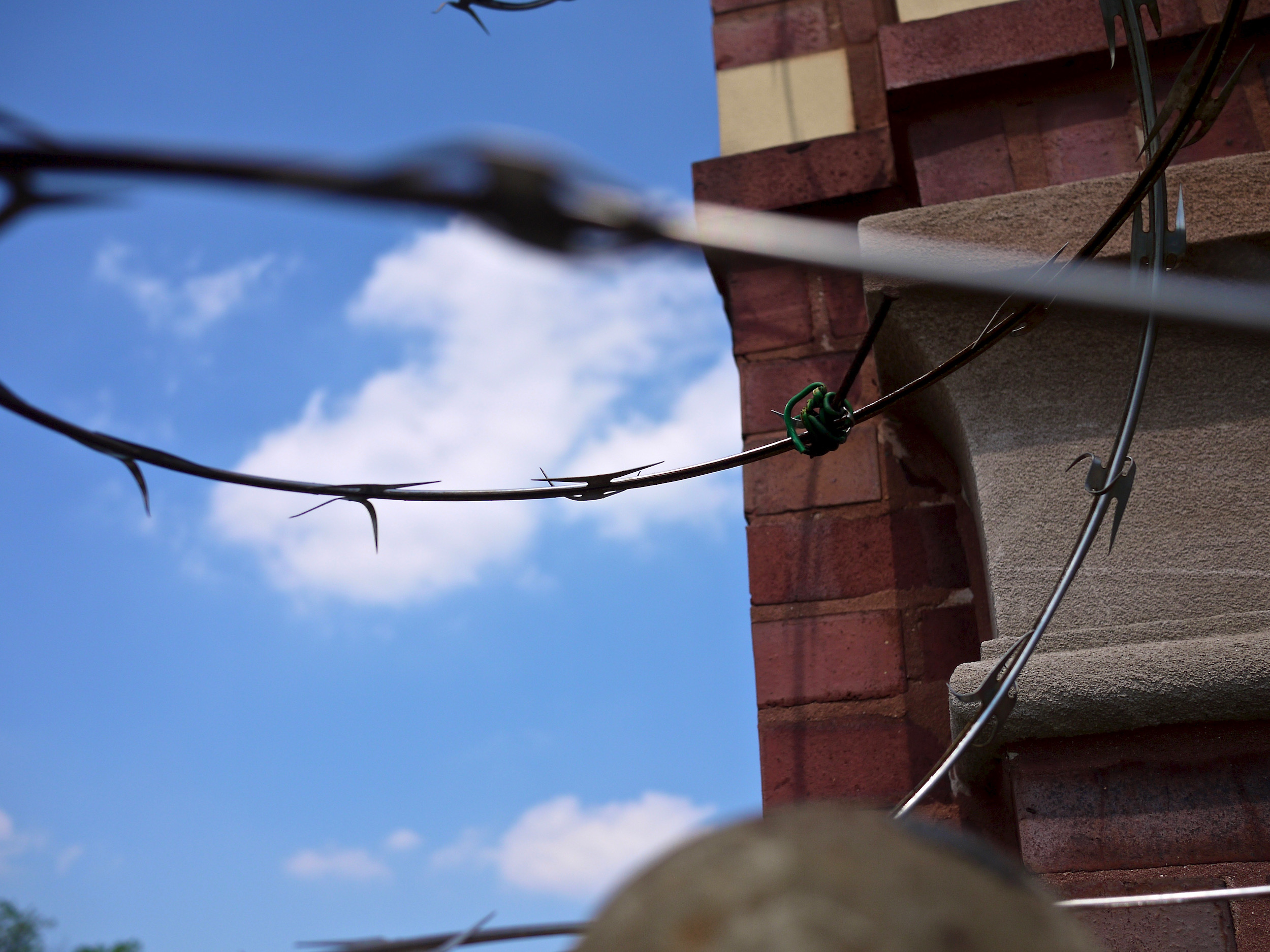 Close up on some barbed wire.
