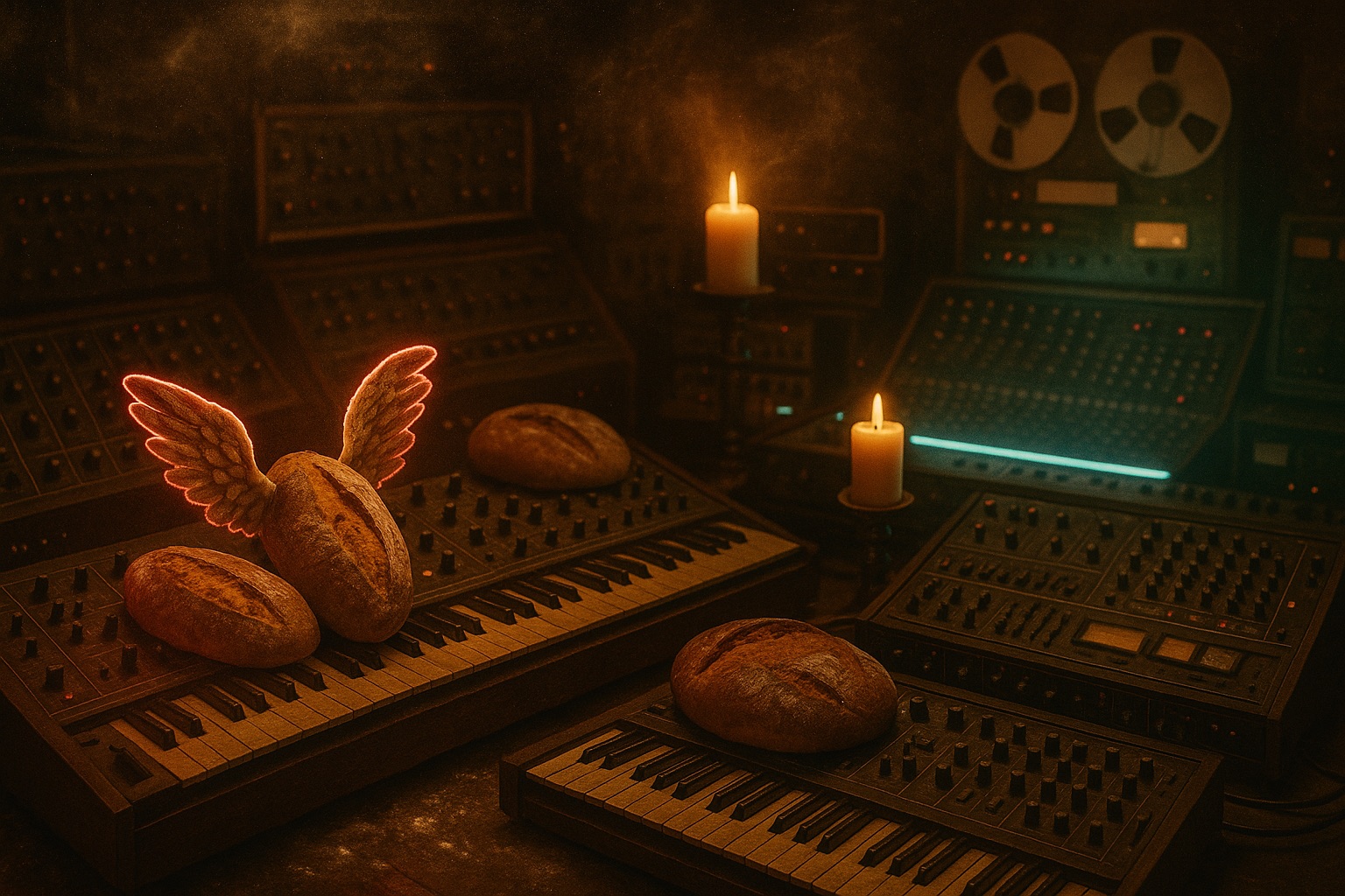 Contact mics on bannetons in a dim bakery studio