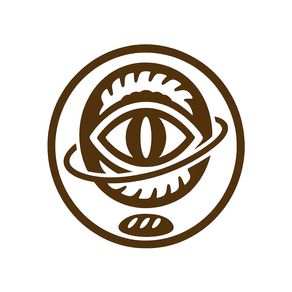 Small circular Baker’s Eye seal on kraft paper