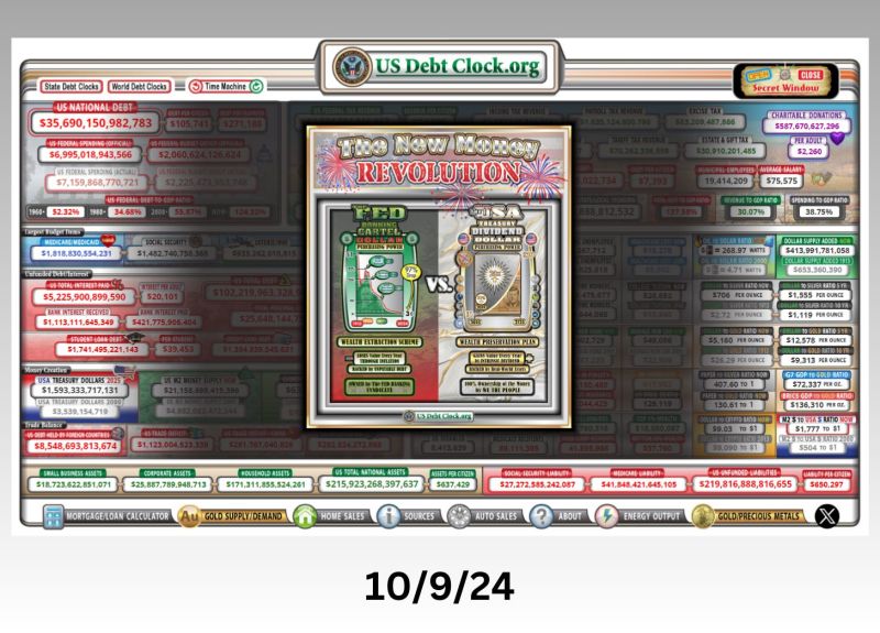 The Us National Debt Clock October 11 Post Review By Tfp - Download Modern Light Illustration | HD