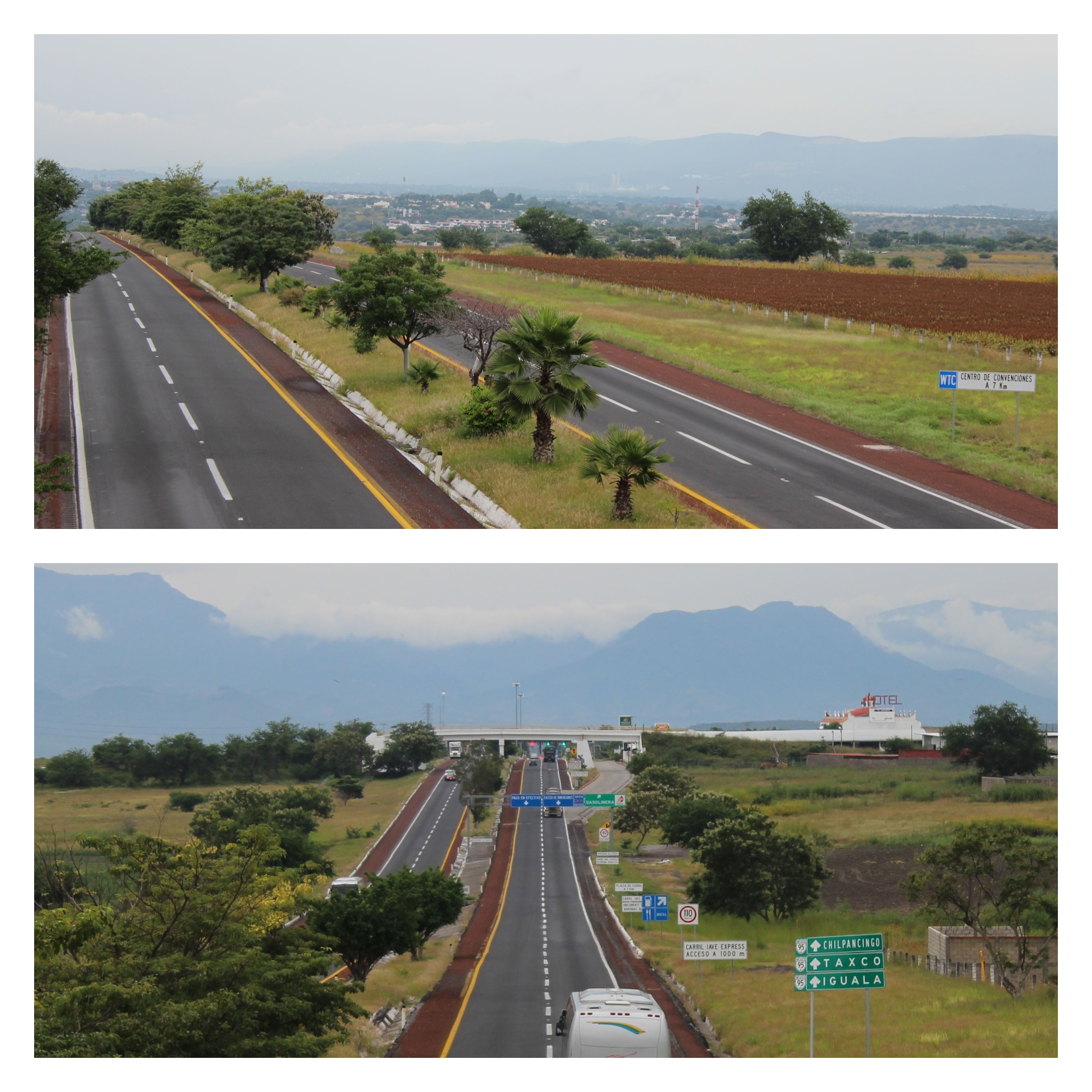 Puntos de conexión en la autopista del sol, de las vías que vienen del norte del estado de Morelos