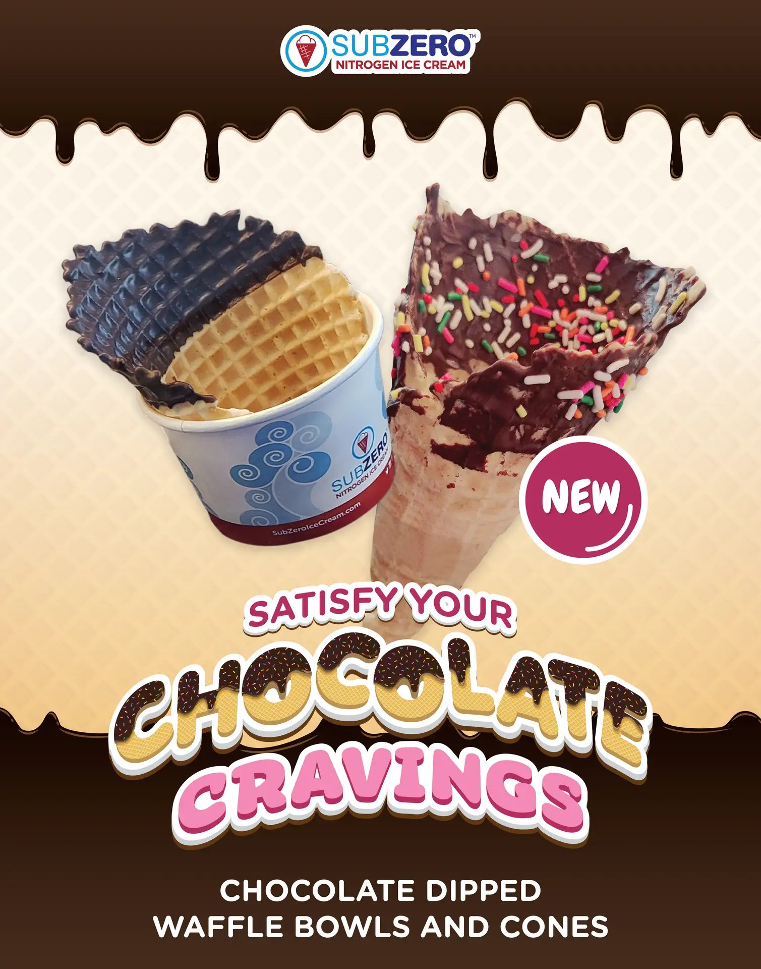 Chocolate dipped waffle bowl available at participating locations