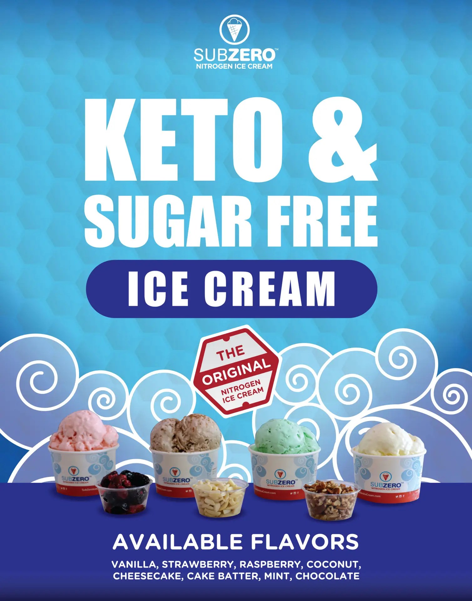 Keto sugar-free ice cream menu poster