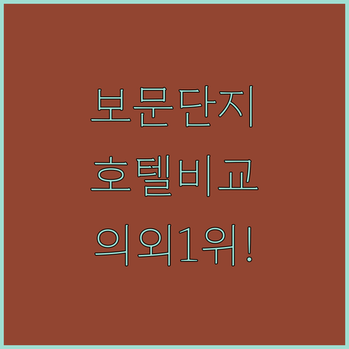 보문단지 중심 경주 호텔 3곳 심층 비교, 의외로 1위는 이곳이었다