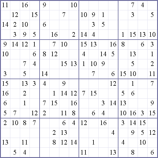 sudoku weekly print this puzzle 16x16 medium puzzle