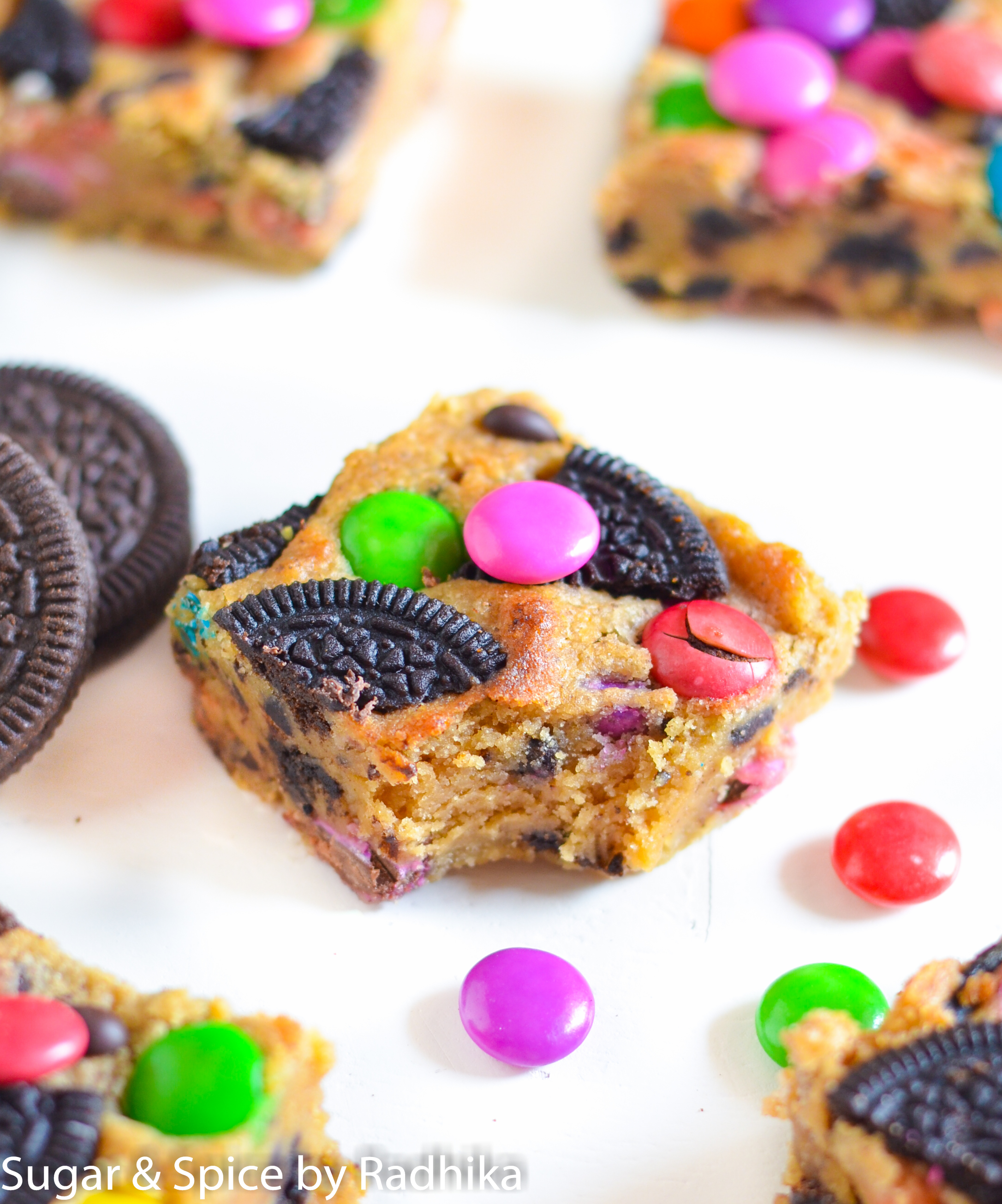 Cookie Bars with Oreos and Gems
