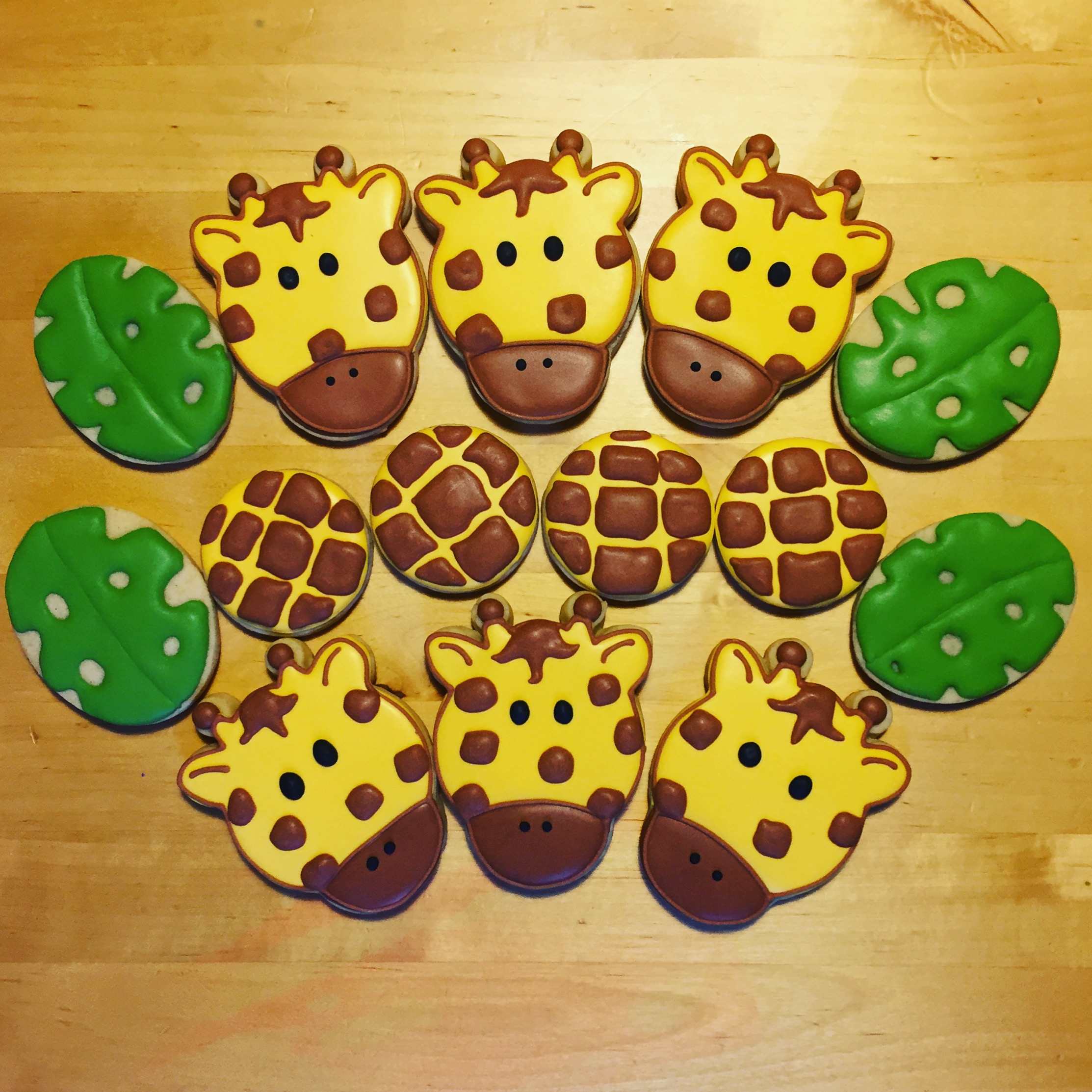 Sweet little giraffe cookies for a 4 year old birthday
