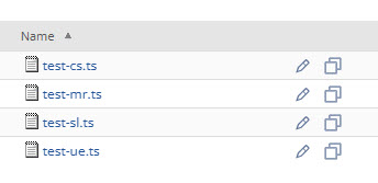 The NetSuite file cabinet showing a list of TypeScript files that are editable as plain text