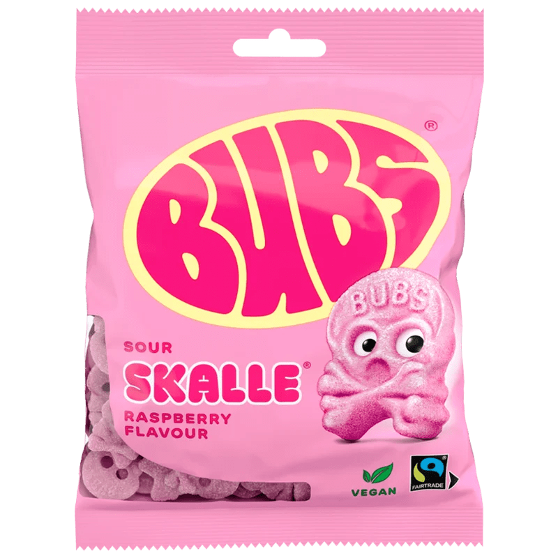 Bubs Sour Raspberry Skulls 90g