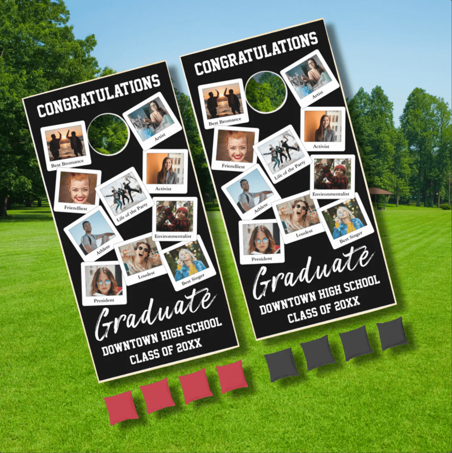 Custom Graduate Multi-Photo Cornhole Set