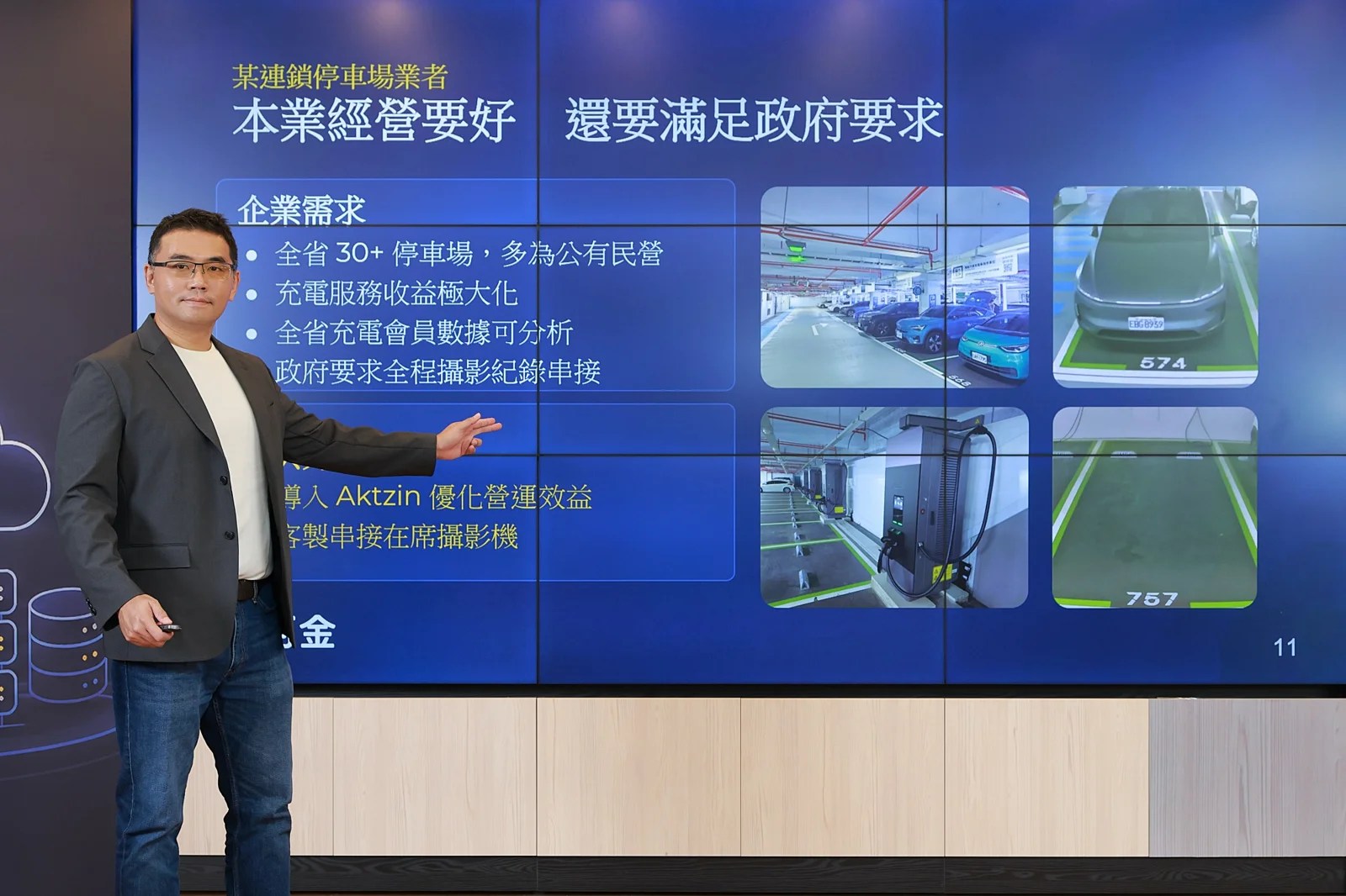 電動車充電樁與智慧停車場示意圖