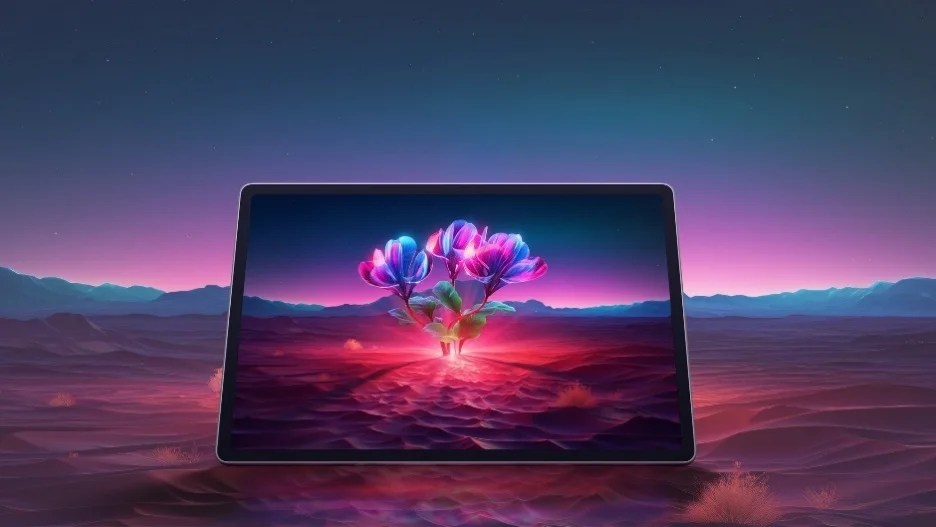 Lenovo Tab Plus Gen 2 側面,展示喇叭單體與機身材質