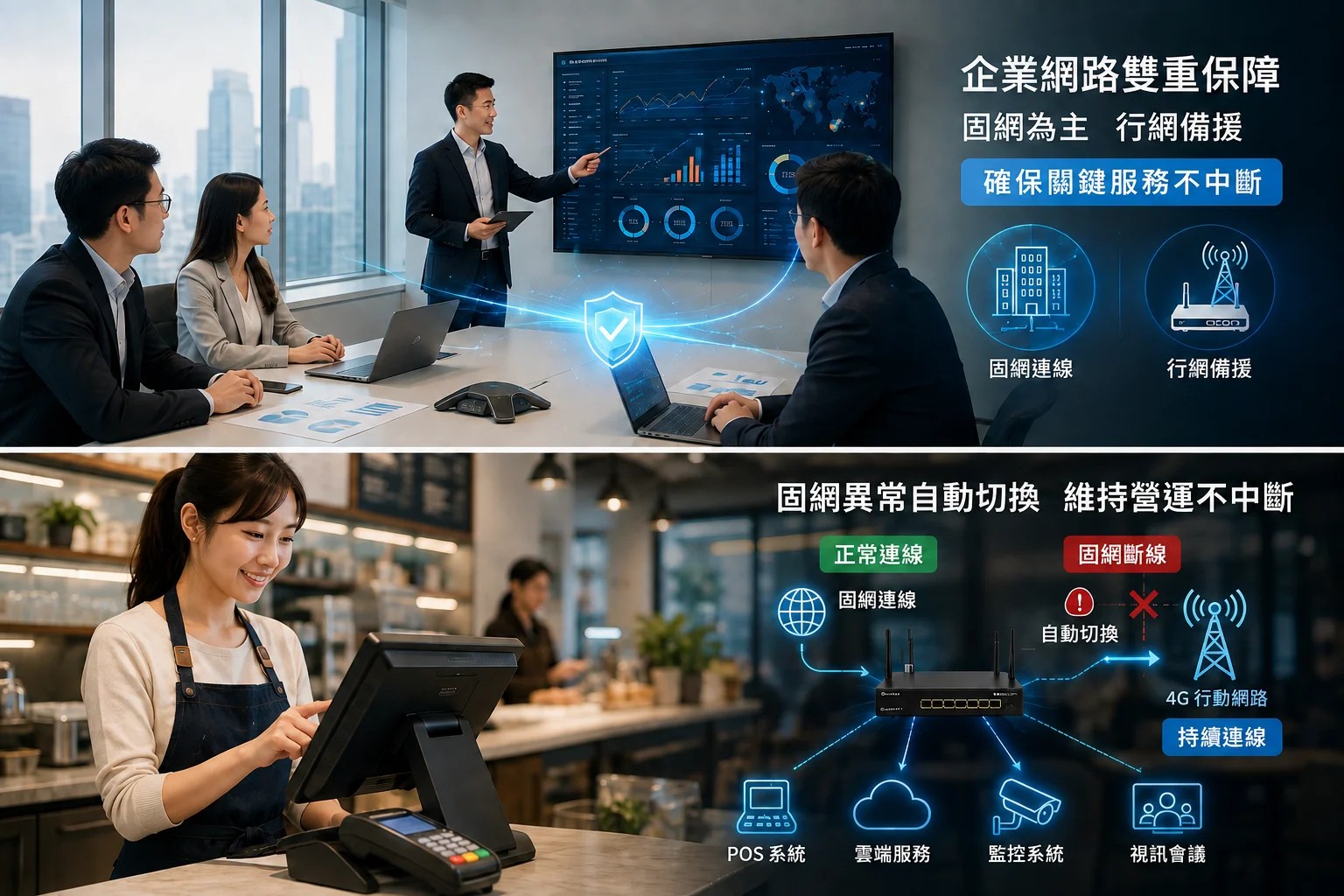 凱擘大寬頻企業雙網備援示意圖