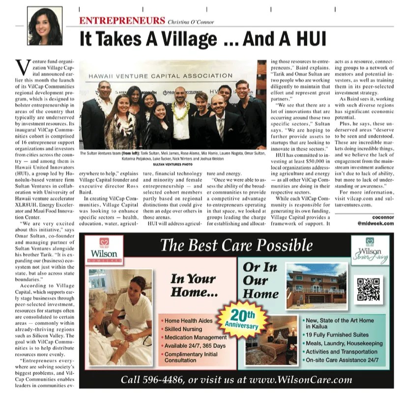 Vilcap-Midweek Article-Sultan Ventures HUI