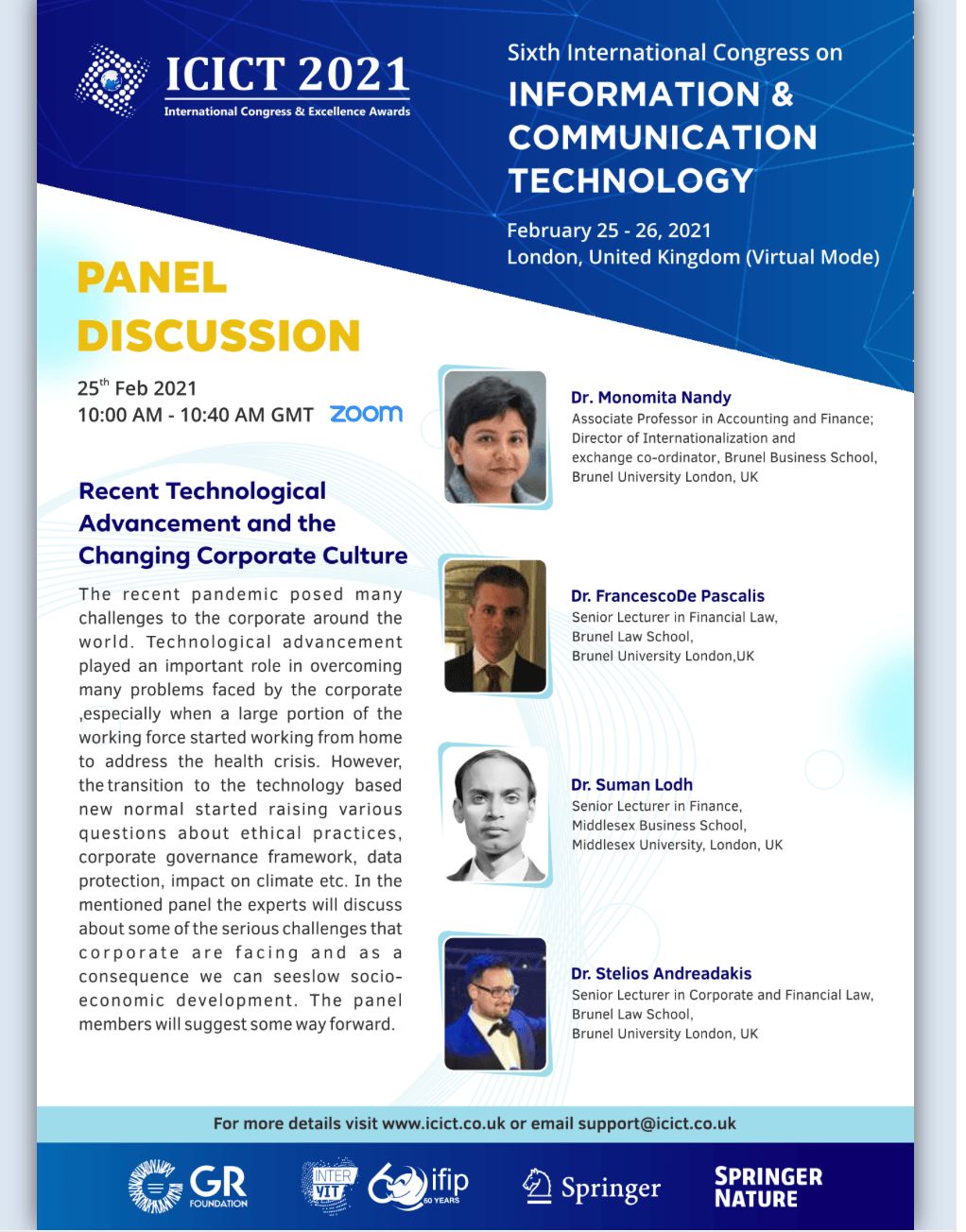Invited speaking engagement featuring Dr Suman Lodh