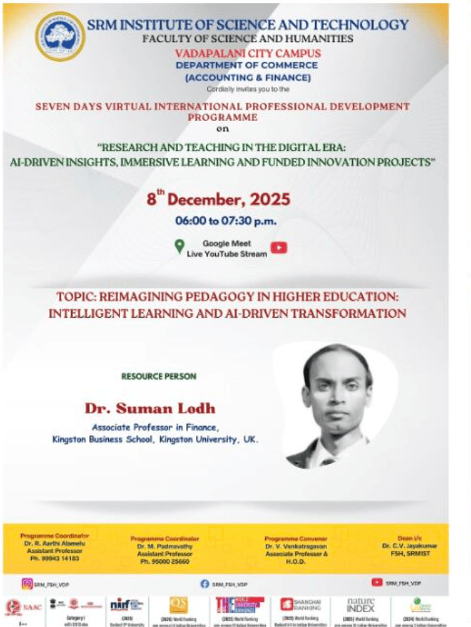 Invited speaking engagement featuring Dr Suman Lodh