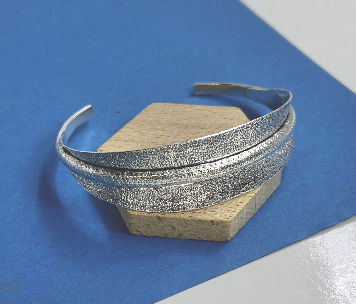 Featured image for “Silver Strata Cuff Bangle”
