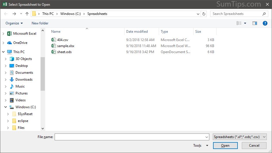 Custom Excel File Open Dialog