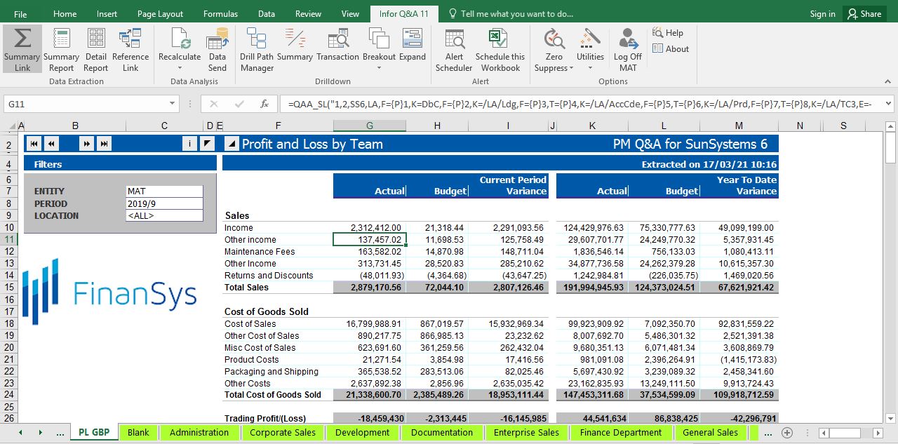 Then log in to q&a excel and try to generate the detail report. Vision Q A Excel Reporting Module Infor Sunsystems Software