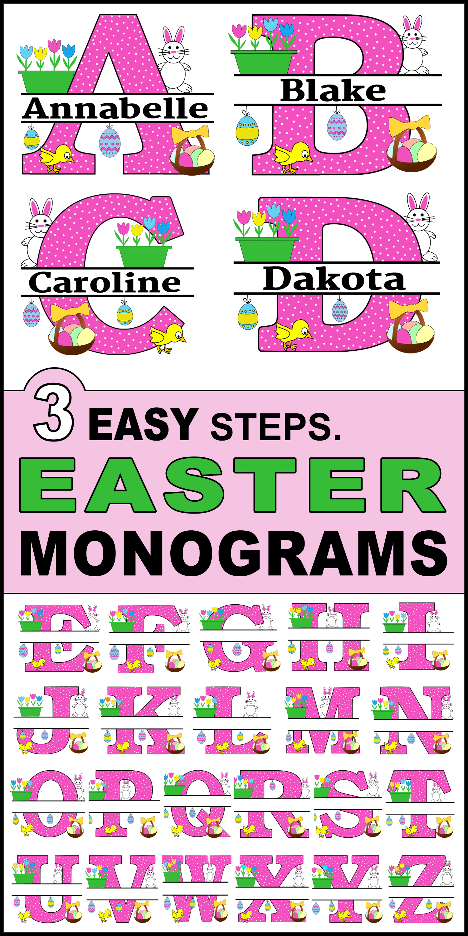 How to make a monogram with cricut printable sticker paper; Easter Monogram Letter Stencils Personalizable Clip Art Patterns Monograms Stencils Diy Projects