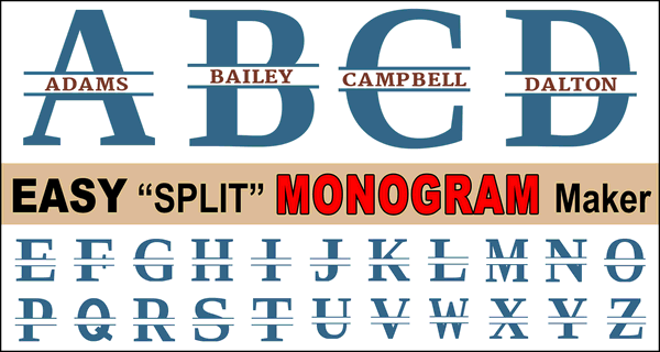 Start by typing your letters into the monogram generator. Free Split Letter Stencil Font Monogram Maker Patterns Monograms Stencils Diy Projects