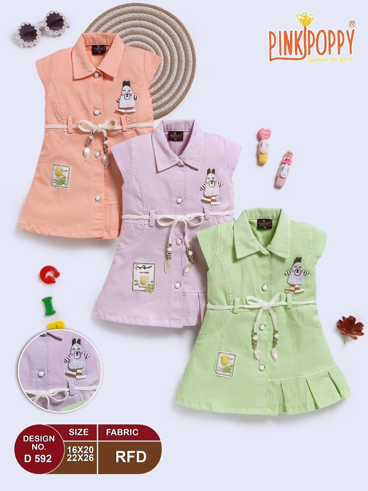 592-22/26-H/S-FROCK-PINK POPPY
