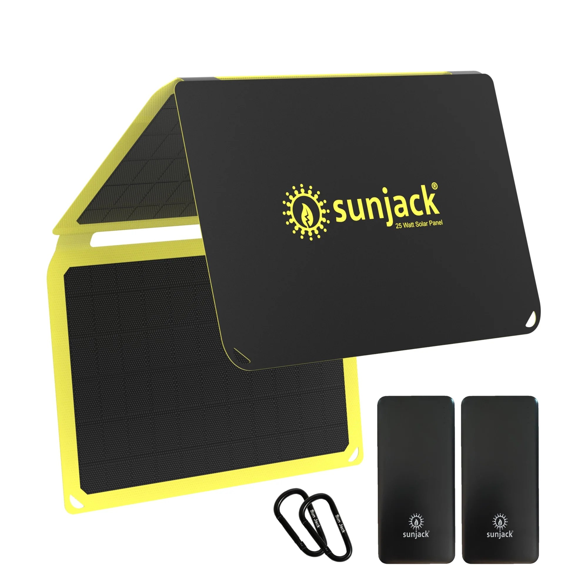 Sunjack 25w Portable Solar Charger 2x 10000mah Powerbanks With Usb C