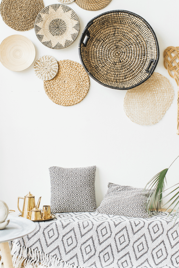 Diy boho basket wall