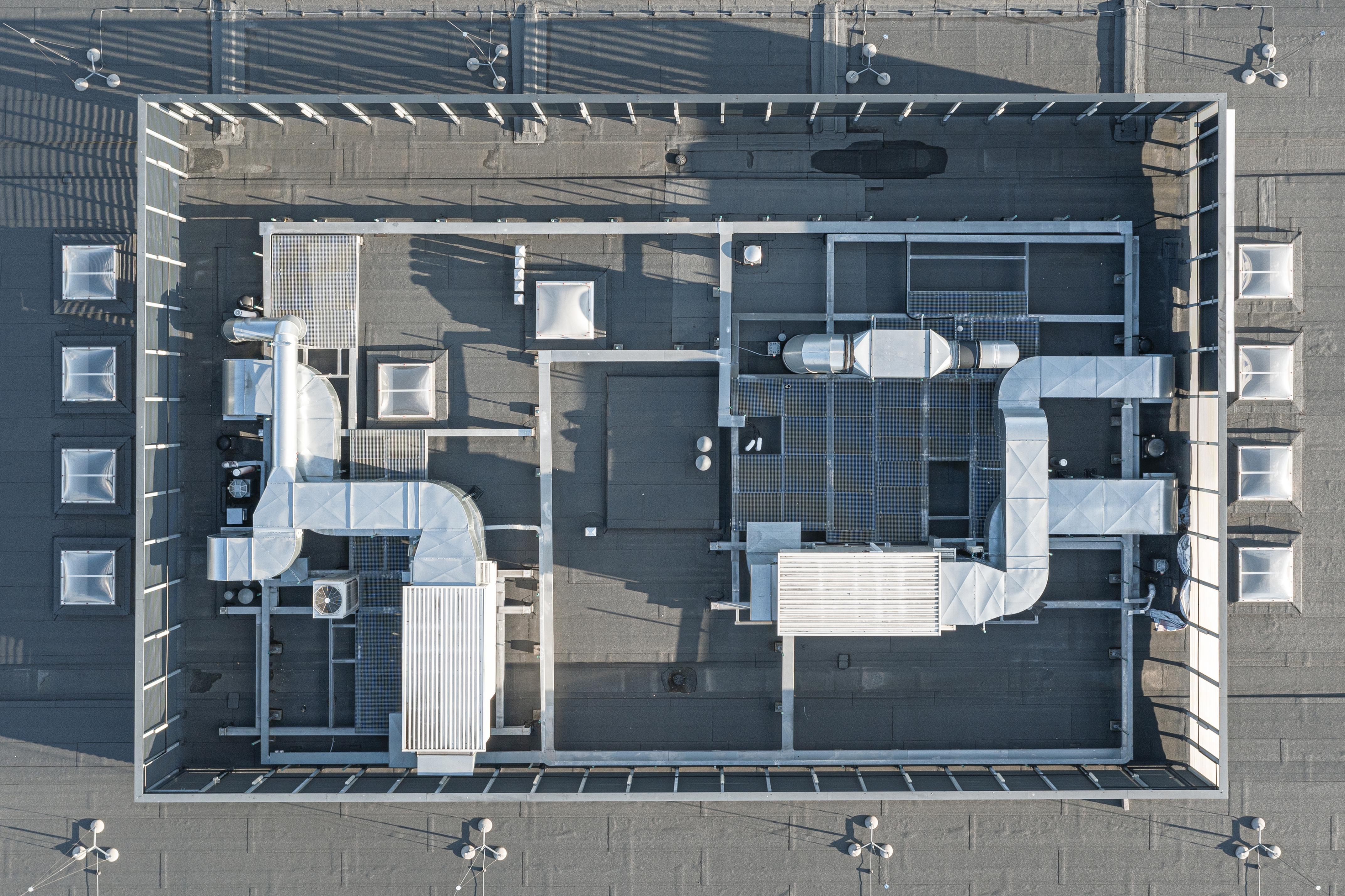 overhead visual of an hvac system on a rooftop