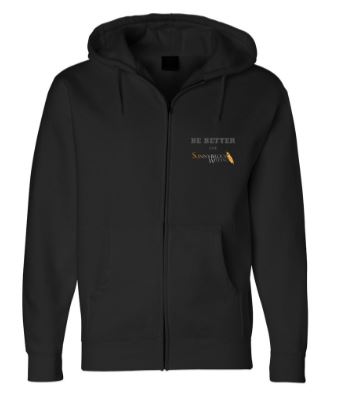 Be Better Unisex Full Zip Hooded Sweatshirt, Black, Large