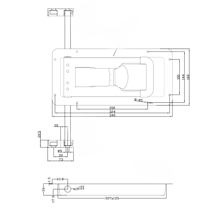 CAM Door Lock Kit Stainless Steel Model 08 Recessed