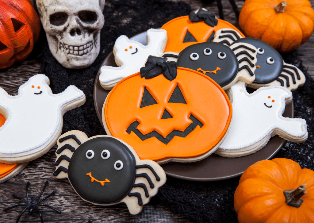 Halloween-themed cookies styled as inspiration for seasonal product photography and social media content.