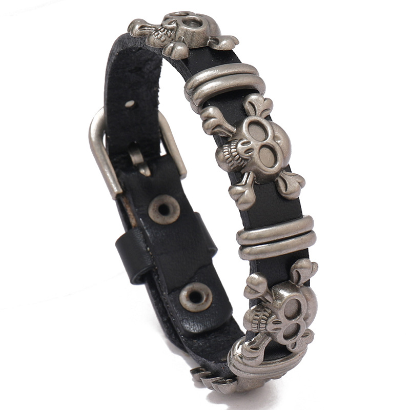 Retro Skull Leather Bracelet
