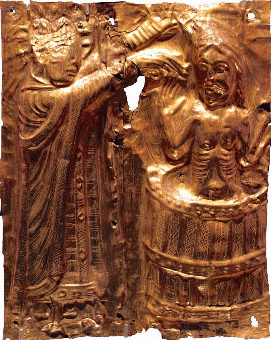 A relief of Harald’s baptism, made c. 1200.