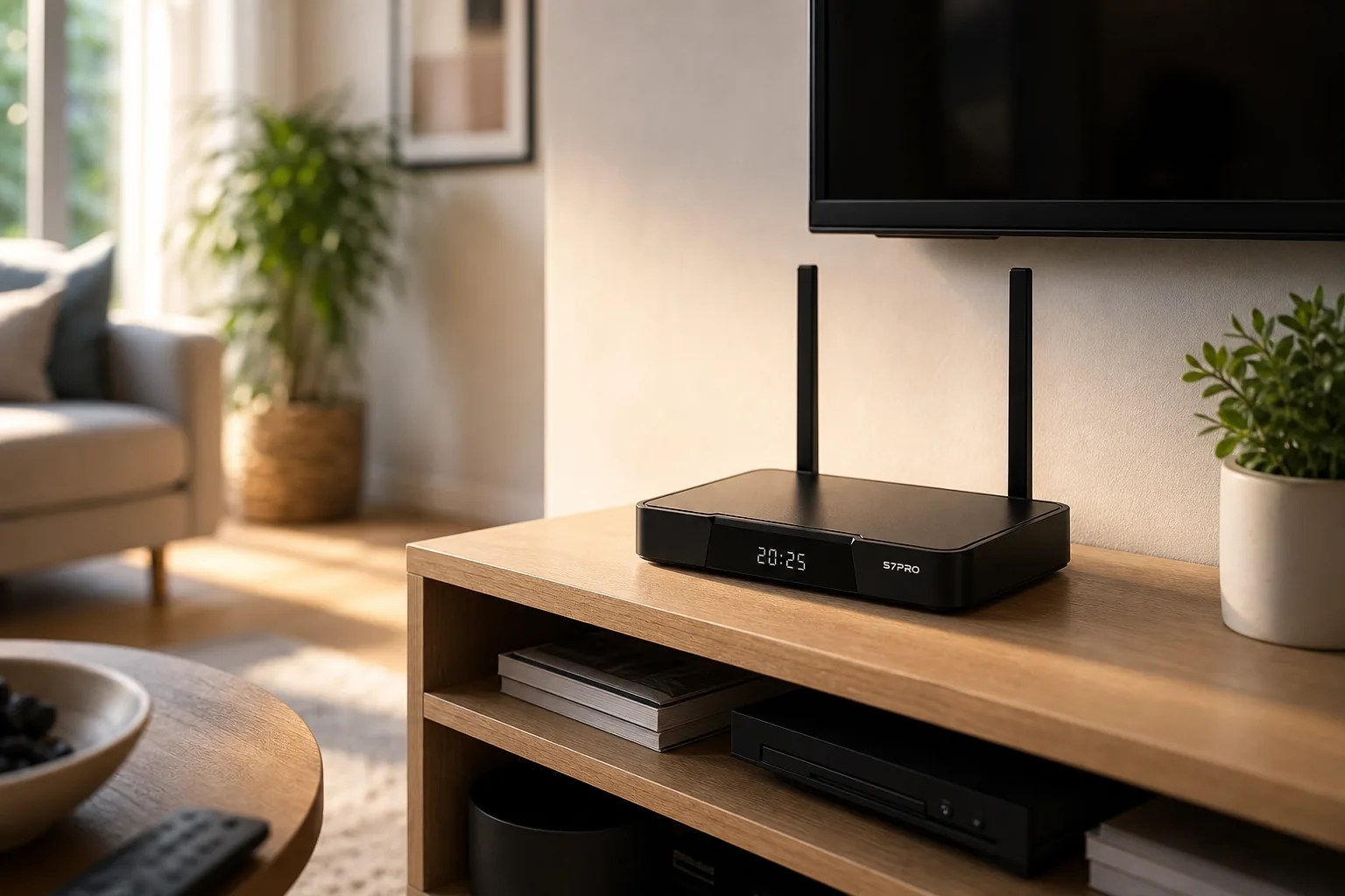 Where to buy a SuperBox, genuine S7 Pro streaming box in a living room