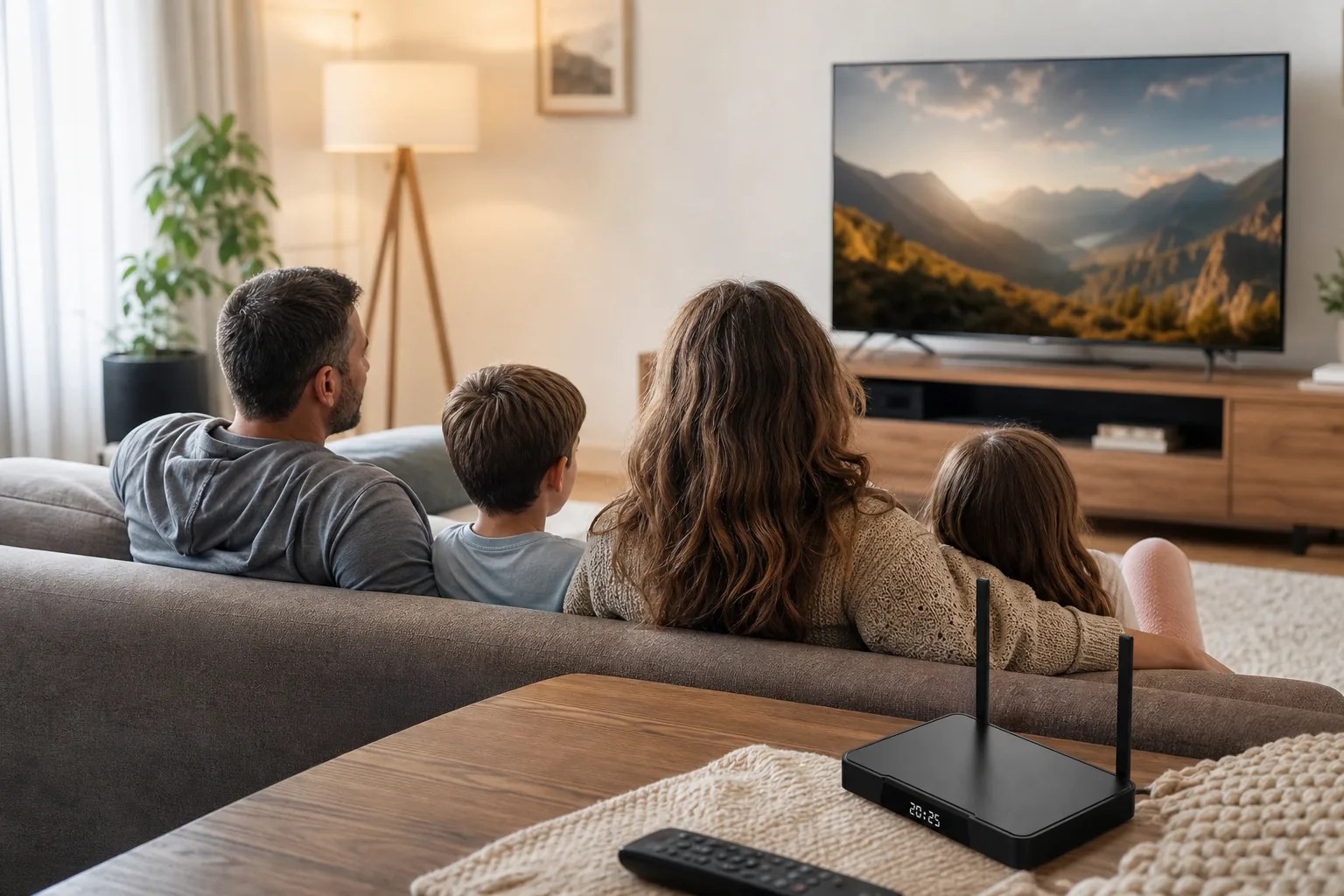 Android TV box safety, SuperBox S7 Pro in a family living room setup