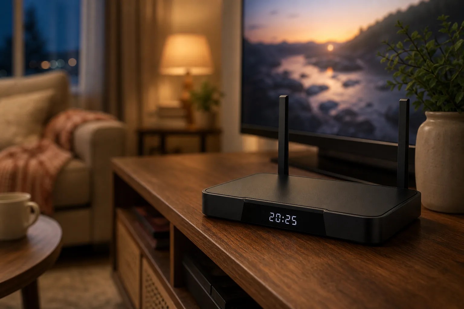 How long an Android TV box lasts, SuperBox S7 Pro in a cozy living room setup